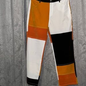 Brown , white , orange and yellowish patchwork pants
